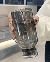 Bouteille d'eau potable en verre réutilisable de 24oz avec marqueur de temps adapté aux boissons, jus de fruits, sodas