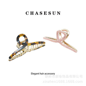 Pinces à cheveux en acétate rose écaille de tortue, style pince, pour usage quotidien, accessoire de coiffure, été 2024, origine Yiwu ZJ-2036 - Product Image 2