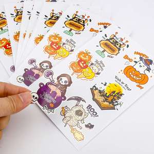 Étiquettes autocollantes FX Halloween découpées à la forme, motifs de dessins animés mignons, feuilles d'autocollants prédécoupés pour décorations et cadeaux de fête pour enfants - Product Image 3