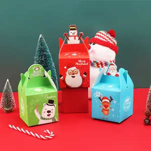 In Stock Wholesale Christmas Eve Apple Candy Box Children Red Blue Green Gift Paper Bag Packaging