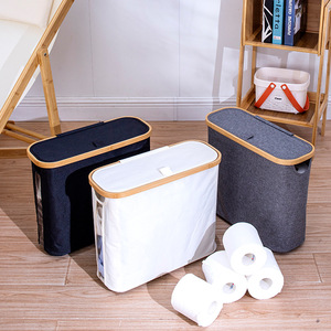 Oval <b>Storage</b> <b>Basket</b> With Lid Dustproof Tissue Paper Holder Multipurpose <b>Bathroom</b> Clothes Organizer Modern Design - Product Image 1
