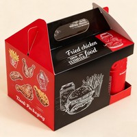 Boîte de transport pour boissons et aliments, impression numérique, pour restaurant, emballage alimentaire à emporter, boîte en papier portable pour poulet frit, hamburgers et frites