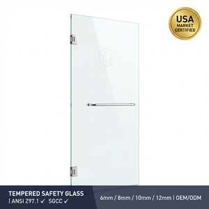 <span class=keywords><strong>Porte</strong></span> <span class=keywords><strong>de</strong></span> <span class=keywords><strong>douche</strong></span> coulissante semi-cadre 48x72 avec quincaillerie or brossé, largeur réglable, cloison en verre personnalisée - Product Image 5