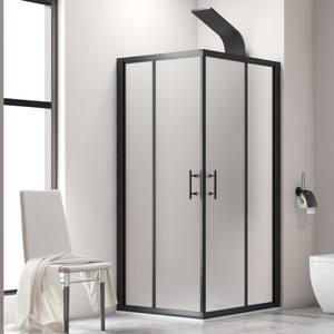 Kamalu KF1000B Moderna Cabina Doccia 100x130 con Telaio Nero e Vetro Opaco Impermeabile Stile Apertura a Perno per Bagno - Product Image 1