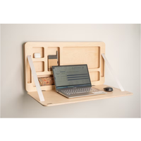 Bureau Flottant Mural Pliant en Bois Multifonctionnel Design Minimaliste Moderne Gain de Place
