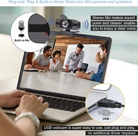 1080P USB Komputer Webcam dengan Mikrofon untuk Windows Mac OS PC, Laptop, Desktop untuk Live Streaming, Video Call, Konferensi Dll