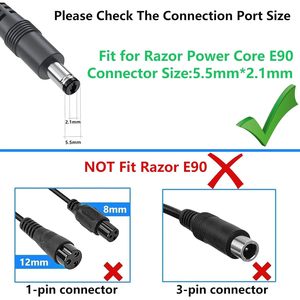 Cargador de Pared de 12 V y 15 W de Repuesto para Patinete Eléctrico Razor Power Core E90 - Product Image 4