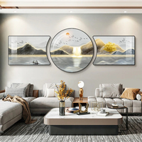 Tableau mural décoratif triple paysage pour salon de style nordique, art mural à suspendre pour la maison