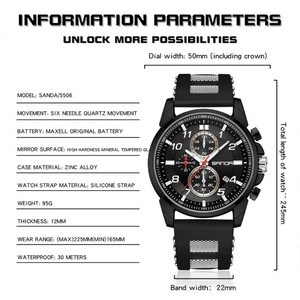 Reloj de Cuarzo Sanda 5506 para Hombre con Calendario de Seis Agujas, Cronógrafo Luminoso de Negocios, Resistente al Agua - Product Image 2