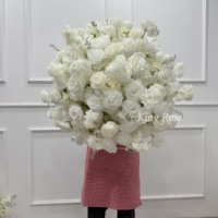 Bouquet de fleurs de mariage décoratives personnalisées de 40cm Vente en gros Soie artificielle Fleurs de roses blanches pour la décoration de mariage