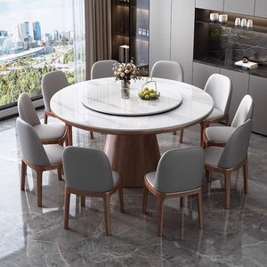 <b>Dining</b> <b>Table</b> And Chair <b>Set</b> <b>Round</b> Modern Minimalist Solid Wood 8 Piece <b>Dining</b> Room <b>Set</b> - Product Image 1