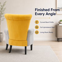 Hot-Sale Salon Wing Back Arm Chair Fauteuil confortable en velours bleu rembourré