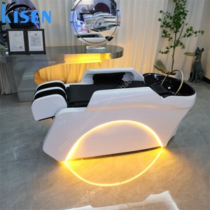 KISEN Modern Electric Massage Shampoo <b>Bed</b> Head Spa <b>Bed</b> Equipment with Water Circulation Hair Washing Shampoo Basin <b>LED</b> Light - Product Image 2
