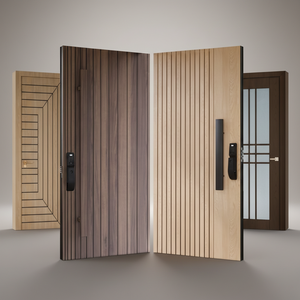 Puerta Principal de Madera Gigante de Lujo Europea, Modelos Modernos de Puertas Pivotantes de Madera de Nogal para Exteriores - Product Image 1