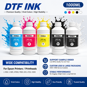 หมึกพิมพ์ DTF สูตรน้ำ CMYK สีขาว 1000 มล. พิมพ์ลงฟิล์มโดยตรง สำหรับเครื่องรีดร้อน หมึกพิมพ์ดิจิตอล ขายส่ง - Product Image 1
