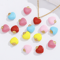 Hongtong nouveauté acier inoxydable coeur émail mignon haute qualité goutte huile coloré mignon minimaliste coeur pendentif à breloques