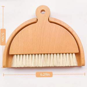 Juego de recogedor y cepillo de madera compacto y ecológico, mini escoba de mano para limpieza de escritorio, cocina y encimera - Product Image 3