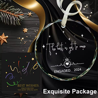 Ornement de Noël rond en verre cristal K9 vierge pour sublimation, idéal pour le 50e anniversaire de mariage