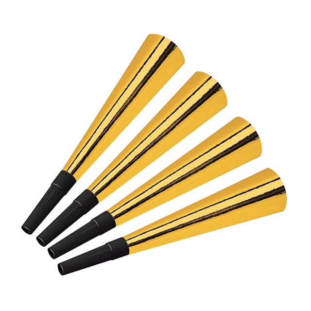 Xieli Customized Golden Paper Noisemakers New Year Party Decoration Blow Horn