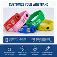 Bracelet médical personnalisé NFC RFID en PVC pour l'identification des patients, les coordonnées d'urgence, les informations d'allergies, les soins hospitaliers avec logo