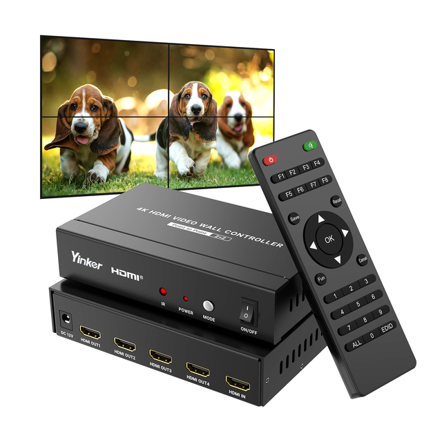 4K@60Hz Video Wall Controller 2x2, HDMI Video Wall Processor Supports 180° Rotation, 1x1,1x2,1x3,1x4,2x1,2x2,3x1,4x1