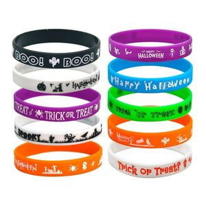Pulseras de Silicona de Halloween con Patrones de Calabaza y Murciélago, Pulseras de Goma para Hombres y Mujeres, Logotipos Personalizables - Product Image 1