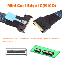 Kabel PCIe 5.0 MCIO 8i ke Slim SAS SFF-8654 8i 74Pin Kabel Data Server Internal untuk NVMe SSD HBA RAID Card