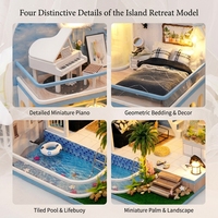Kit de maison miniature Hamaileon OEM à assembler soi-même, maison de poupée rectangulaire créative 3D style Baie d'Egée pour adultes, pour soulager le stress