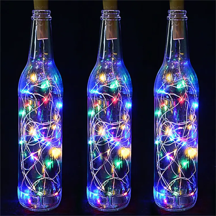 Micro 2m 20 led décoration de la maison batterie bouteille de vin liège fil de cuivre guirlande lumineuse 2m 20 ampoules