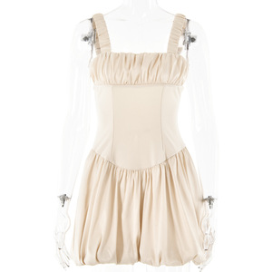 Square Neck <b>Spaghetti</b> <b>Strap</b> Backless Mini Dress Natural Waist Short Skirt Breathable Club Dress - Product Image 5