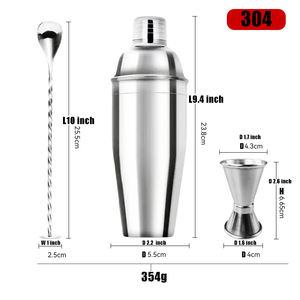 Kit de shaker à cocktail en acier inoxydable pour barman professionnel avec passoire Jigger Muddler pour fournitures de bar d'hôtel - Product Image 3