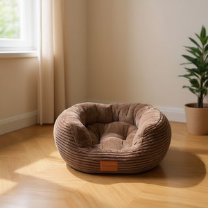 Cama para Mascotas de Terciopelo de Algodón, Color Marrón, Forma Elíptica - Product Image 3