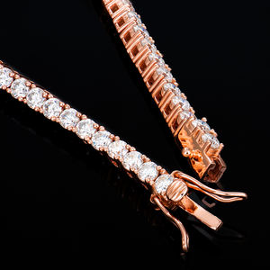 Exquisita Pulsera de Tenis para Mujer, Chapada en Oro Rosa, con Moissanita VVS de 4mm, Corte Brillante, Plata 925, Certificada GRA, de Moda - Product Image 2