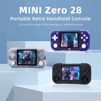 Console de jeu portable AMPOWN MINI ZERO 28, mini écran IPS 2,8 pouces 640*480, jeux vidéo rétro classiques pour 64 Go 128 Go PSP NES