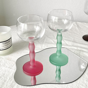 Gobelet <span class=keywords><strong>en</strong></span> <span class=keywords><strong>cristal</strong></span> personnalisé de Style coré<span class=keywords><strong>en</strong></span>, verres à <span class=keywords><strong>Champagne</strong></span> à tige colorée, soufflé à la main, verre à tige ondulée givré, verres à vin - Product Image 2