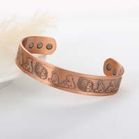 Pulseras de Cobre Puro Vikingo Junhong Jewelry 99.99% Unisex con Terapia Magnética, Diseño Geométrico Clásico Ajustable, Venta al por Mayor, Moda