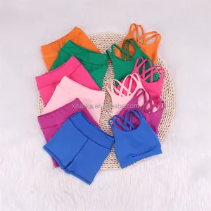 Nylon Spandex Baby Girls Yoga Activewear New Arrival Children Athletic Boutique Clothing Set Tennis Running Gym Outfits