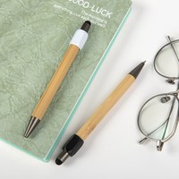 Stylo 3-en-1 écologique en bambou avec pointe tactile, écriture fluide, stylo à bille durable, anti-stress, cadeau d'affaires