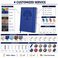 Großhandel A5 Lebensbaum PU-Leder Hardcover Notizbuch mit Gummiband, Individuelles Logo, Liniert oder Blanko Papier, Tagebuch OEM 100 Blatt