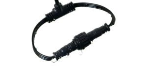 Conector Impermeable para Luminarias - Macho y Hembra 2P/3P/4P + Cable Plano UL2468 de 20 Vías con Inyección Negra y Borde Blanco - Product Image 2