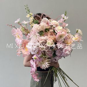Fleur artificielle rose Mishu Crafts, branche unique, pétales en soie, décorations pour mariage et maison - Product Image 2