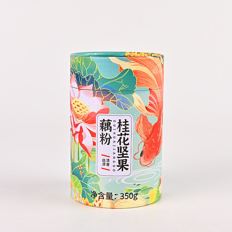 Cylinder Cardboard Tube Food Packaging With Tinplate Lid UVcoated