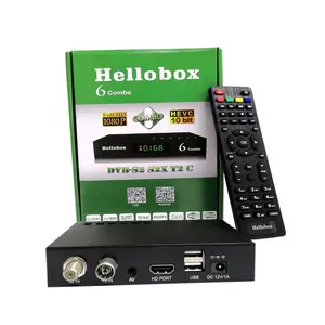 공장 판매 Hellobox 6 콤보 DVB-S2 T2 셋톱 박스 H.265 HEVC 1080P HD cc 캠 새로운 캠 mg 캠 DVB-S2 위성 TV 수신기