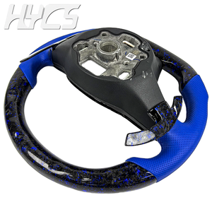 Volante Deportivo Personalizado en Fibra de Carbono Forjada Azul con LED RPM y Levas de Cambio para <span class=keywords><strong>Volkswagen</strong></span> MK8 8.5 Golf GTI R ID4 Polo - Product Image 3