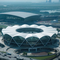Auvents circulaires personnalisés en forme de pétale pour stade de football, membrane architecturale en PVDF/PTFE, pare-soleil pour les aires de repos du parc