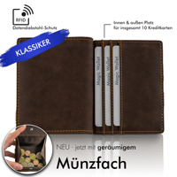 Dompet Kulit Asli Coklat Mewah untuk Pria, Tipis dan Lipat Dua dengan Kantong Koin Berkapasitas Besar, Dilengkapi RFID Blocking untuk Kartu Kredit