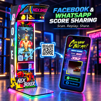 Machine de boxe interactive 43 pouces en métal et plastique, robuste, à monnayeur, avec fonction de réenregistrement vidéo et classement mondial