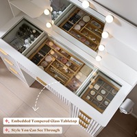 Coiffeuse de coiffeuse cannelée de luxe en bois d'ingénierie FSC CE avec miroir et tiroirs Contrôle de la qualité