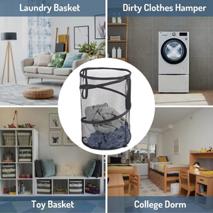 Wholesale Large Mesh Frame <b>Bucket</b> <b>Folding</b> Dirty Laundry Sorting Basket Organizer Storage for Yarn Home Clothing - Product Image 6