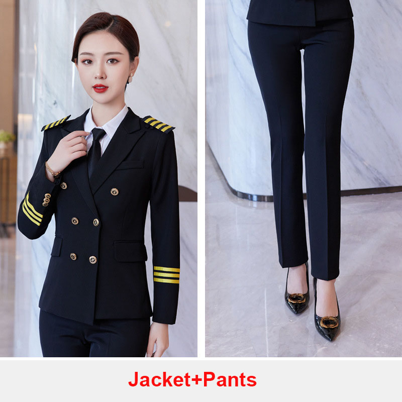 Black air hostess uniform stewardess suit